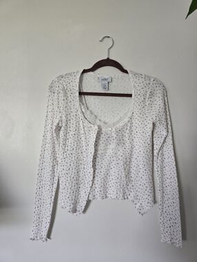 Just Polly New York Size Small Cami Cardigan Set Floral Feminine 100% Cotton